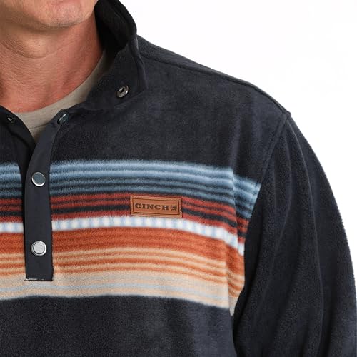 Cinch Mens Navy Printed Poly-Spandex Fleece Pullover - MWK1912002-NAV4