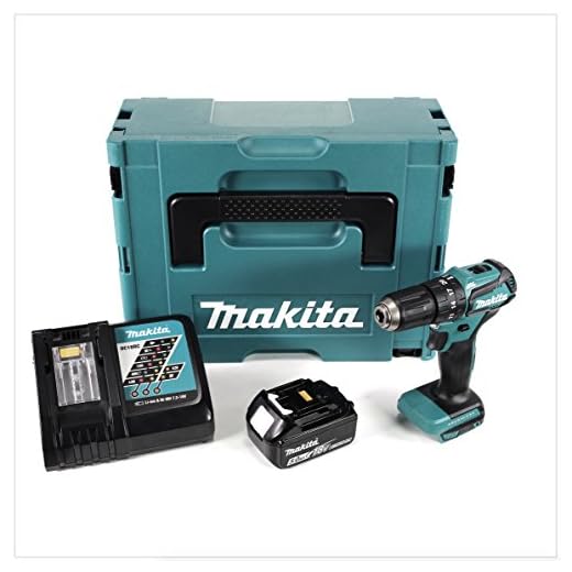 Makita DHP 483 RT1J Akku Schlagbohrschrauber 18V 40Nm im Makpac + 1x 5,0 Ah Akku +Ladegerät