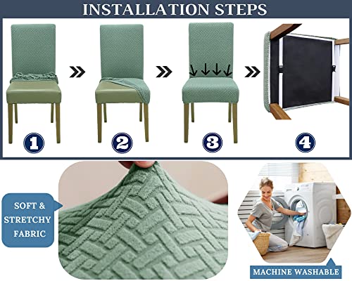 Springrico 4 Pack Dining Room Chair Covers With Seat Belt, Stretch Parsons Chair Slipcover Washable Kitchen Dining Chair Cover Removable Seat Protector Set Of 4, S3- Green #TOP4