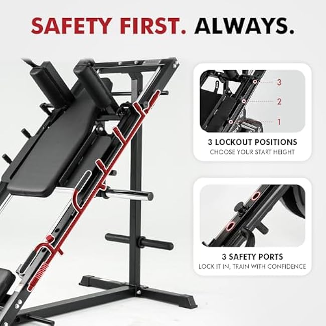 Mikolo Leg Press Hack Squat Machine Combo, Leg Press Machines for Home Gym with Linear Bearing, Hack Squat Machine with Rear and Front Band Pegs, Leg Machine for Full Range Leg Training