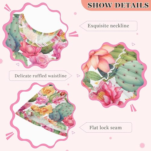ALAZA Blossom Cactus Plant Girls Toddler Casual Dress for Summer Sleeveless Dresses Sundress 2-8 Years3