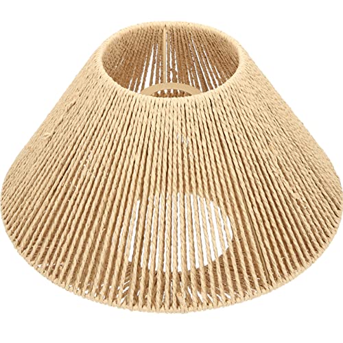 Uonlytech Vintage Abat-Jour Paille Tissé Pendentif Lampe Lustre Couverture Corde Abat-Jour En Osier Pendentif Lumière Ombre Ampoule Cage Garde Panier Luminaire Pour Bar Café