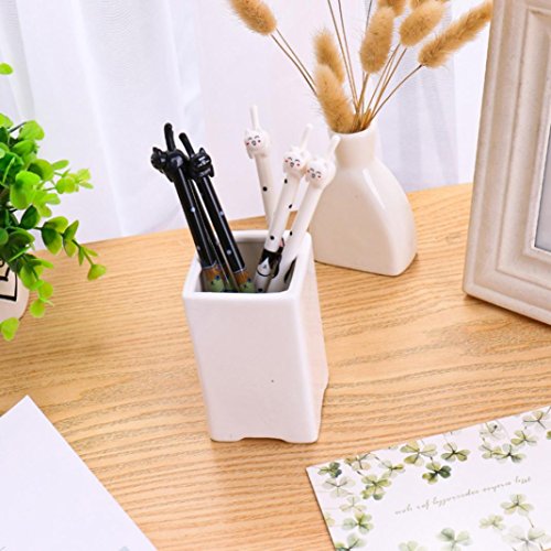Slendima 1 Pc 0.38 mm Creative Kawaii Cat Gel Pen, Cute Stationery Gift School Student Supplies - Black/White - Thumbnail 5