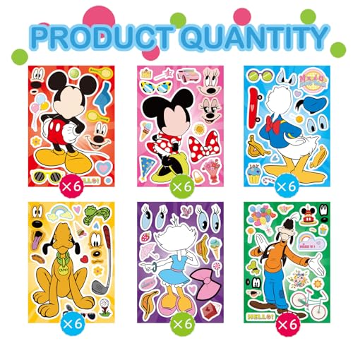 36PCS Mouse Make a Face Stickers, DIY Mouse Party Supplies Favors Make Your Own Stickers Mixed and Matched with Different Designs Characters for Birthday Gifts Class Reward Book Decor 13+ - Image 4