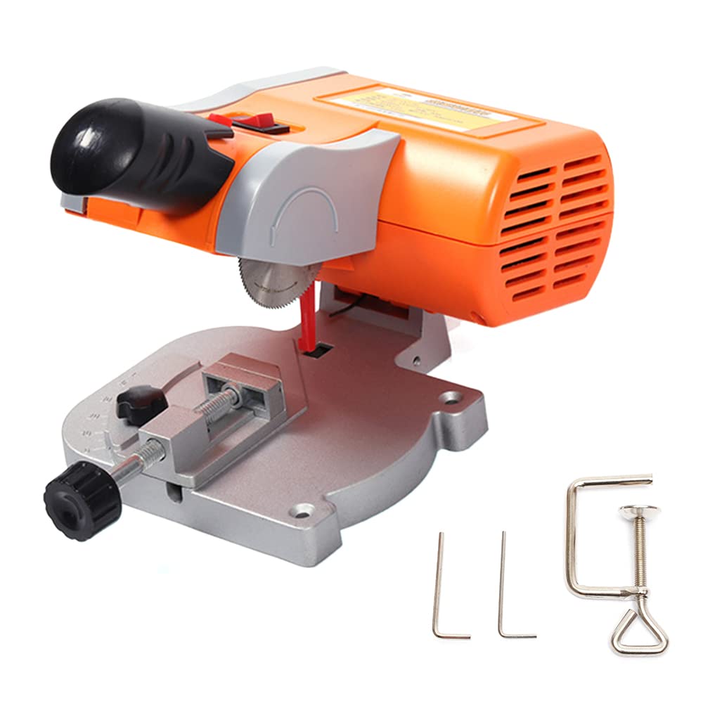 45° Miter Mini Benchtop Cut-Off Saw,Hobby Crafts Mini Cuts Wood Metal W/Clamping Tool,Adjustable Cutting Angle & 7800r/Min For Metal Wood Plastic.
