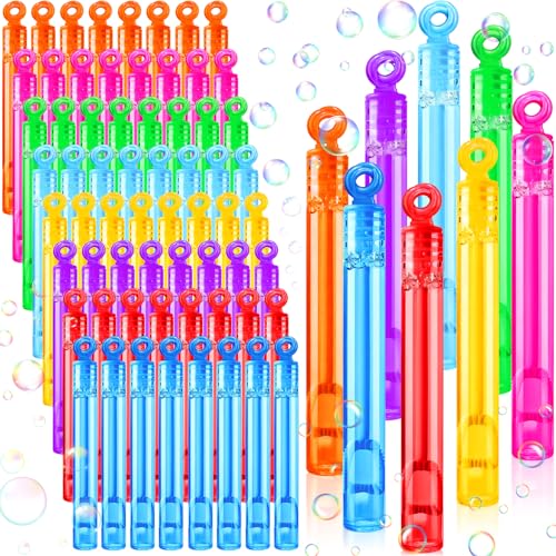 CIANBIFN 64 Stück Mini Seifenblasen Kinder Seifenblasen Kinder Mitgebsel Seifenblasenpfeife Seifenblase Kleinmit 8 Farben für Kindergeburtstag Hochzeit Halloween Seifenblase Set für Kind