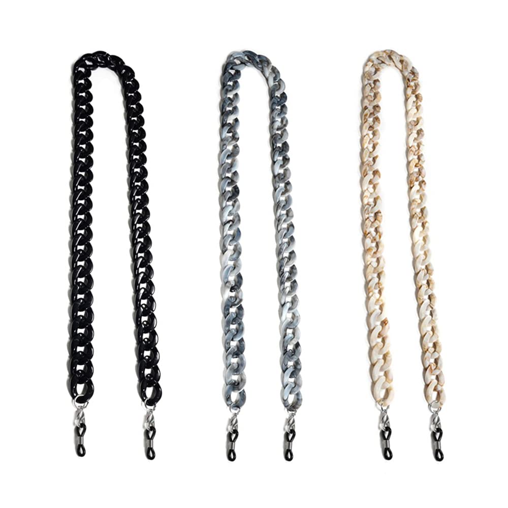 Hazrcvr Cadenas para Gafas de Vista de Acrílico 3 Piezas Cadenas de Gafas Cadena de Acrílico Retro para Anteojos para Mujeres y Hombres para Gafas de Ver Gafas de Sol Gafas de Lectura