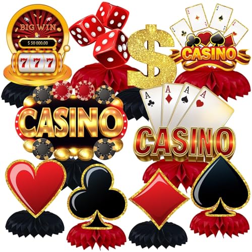 10 Pcs Casino Centerpieces for Tables Casino Theme Party Decorations Poker Party Decorations