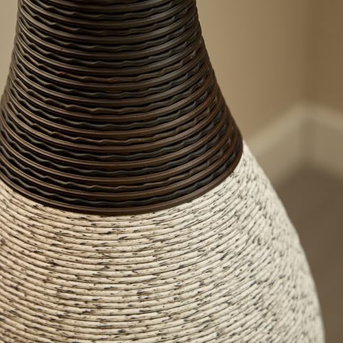 Image of Large Hand-Woven PVC Rattan Look Floor Vase, 39.37 Inch Tall Home Decor Floor Vase for Fake Flower Dried, Farmhouse Decorative Flower Holder for Living Room, Bedroom, Dining Room, Entryway, Hallway