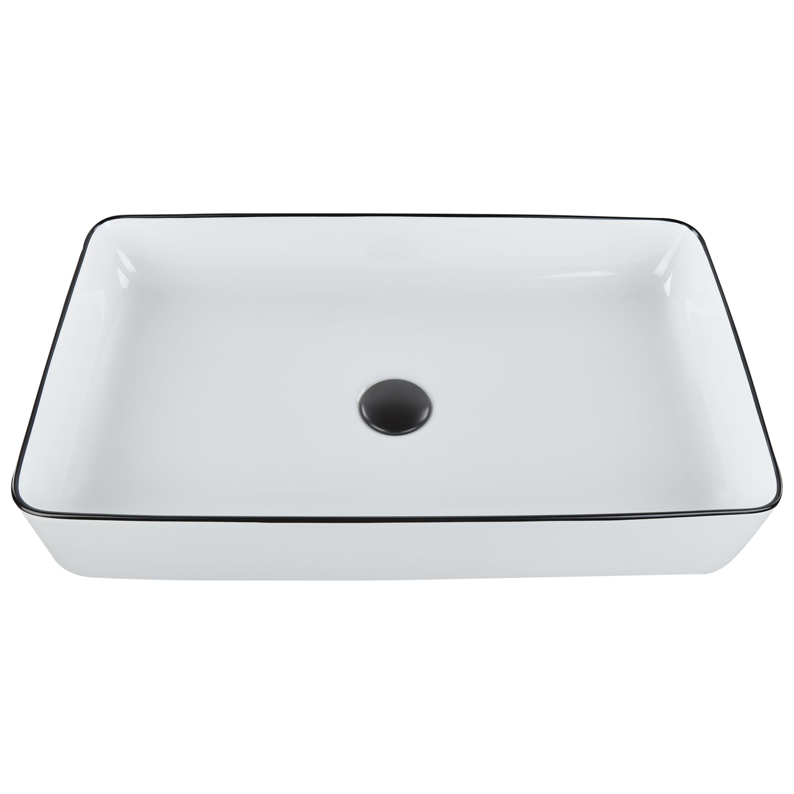 Aufsatzwaschbecken Keramik weiß rechteckig 61x35 cm schwarzer Rand modern Xert