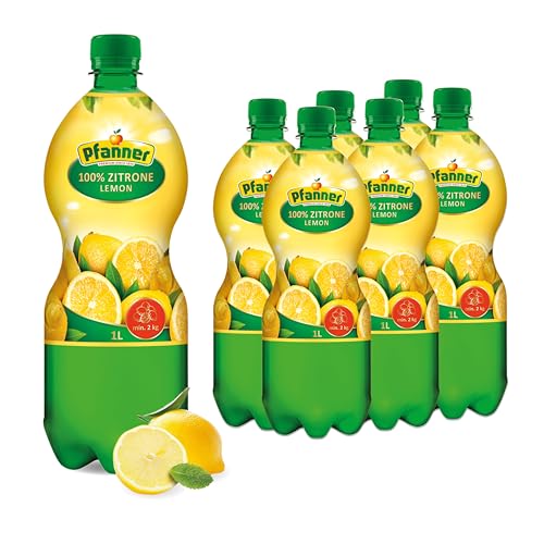 Pfanner 100% Zitronensaft - Ideal im Küchenbereich einsetzbar - 2KG Zitronen im Vorratspack (6 x 1 l)