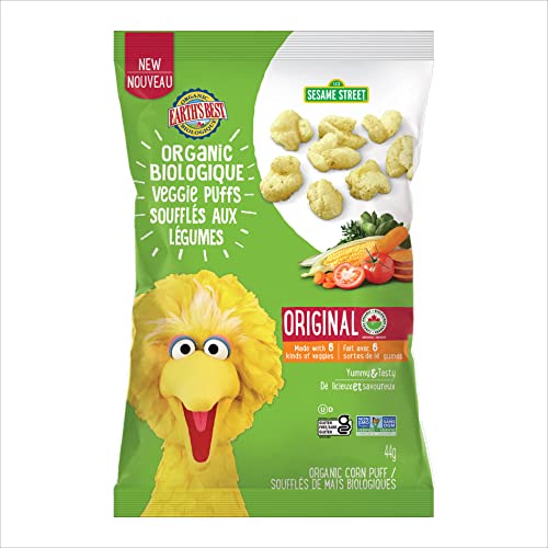 Earth’s Best Organic Puffs, Garden Veggie, Original Corn Puffs, 44 g. (Pack of 4)