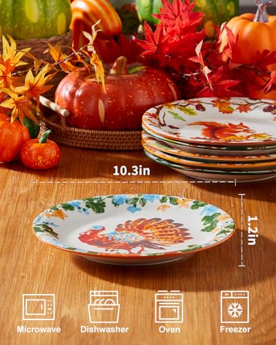 Fall-Dinner-Plates-10-Thanksgiving-Ceramic-Plates-Pumpkin-Dinnerware-Dishes-Dishwasher-and-Microwave-Safe-Autumn-Harvest-Set-of-6 Fall Dinner Plates 10 Thanksgiving Ceramic Plates Pumpkin Dinnerware Dishes Dishwasher and Microwave Safe Autumn Harvest Set of 6