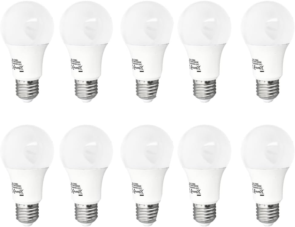 Jandei - 10 x Bombillas Led E27, 10W Equivalente 90W, 1000 Lúmenes, 330 Apertura para Lámparas de Techo. Perfecto para Casa, Dormitorio, Pasillo, Oficina. (3000K Blanco Cálido)