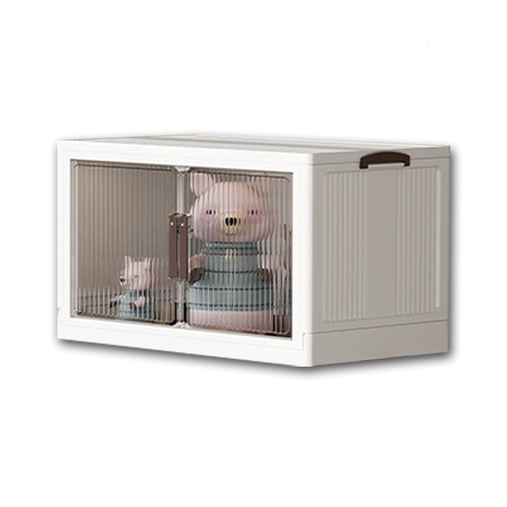 Cestini pieghevoli per l'immagazzinamento， Contenitori portaoggetti con coperchi grandi, contenitori portaoggetti in plastica con ruote con maniglie, organizer impilabile(70x39x37 cm 1 layer)