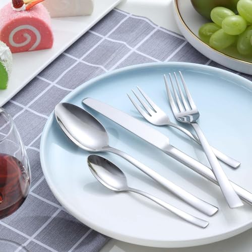 BEWOS Besteckset für 6 Personen, Silber 30-teiliges Besteckset aus Edelstahl, inklusive Messer, Gabeln und Löffel… – Ansicht 6