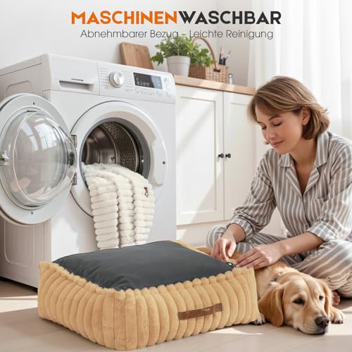 Upvilla Luxusweicher Hundekorb, Super Weiches hundebett Grosse Hunde, 4-seitiges Nackenkissen, Abnehmbare Waschbare Hundematte, Hundesofa mit Griffen, Haustierbett (Dunkelgrau, 109 * 76 * 20cm)
