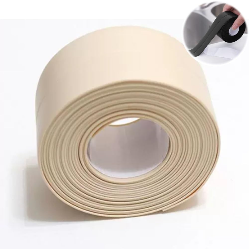 Samoprzylepna wodoodporna taśma uszczelniająca PVC o wymiarach 1,5 cala x 3,5 stopy, 3 rolki, wielokolorowa, wiele rozmiarów(Beige,Double-fold)
