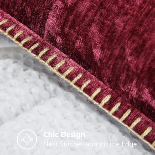 Image of decorUhome Soft Chenille Throw Pillow Covers 16x16 Set of 2 Wine Red