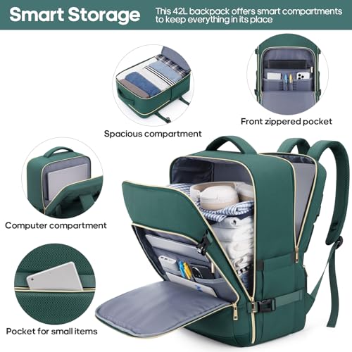 Image of Luggage Sets 3 Piece, Carry On Luggage 20In With Spinner Wheels,PC Hardside Suitcase Set with TSA Lock,Durable Carry On Suitcase With Travel Backpack for Men (Dark Green, 3 piece set (BP /20inch))