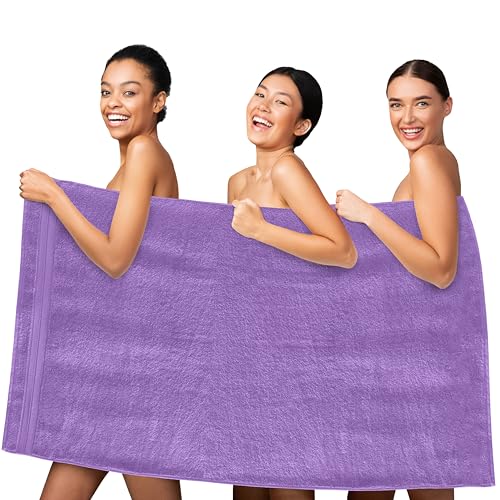 Image of Elegant Comfort Three Line Popcorn Towel Set for Bathroom 35 x 70 inches, Premium Hotel Quality 1-Pack Jumbo Towels, 100% Turkish Cotton, Soft and Durable, Quick Dry and Highly Absorbent, Lavender