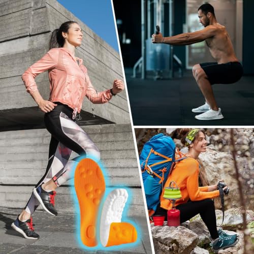Image of 4D Cloud Steppers Insoles for Men and Women - Shock Absorption Inserts, Soft Anti-Fatigue, Memory Foam Insoles for Shoes, Boots & Sneakers(Orange, Men: US 4-7 / Women: US 5-8.5)