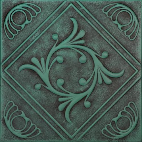 À LA MAISON CEILINGS R02 Diamond Wreath Foam Glue-up Ceiling Tile (384 sq. ft./Case), Pack of 144, Antique Green