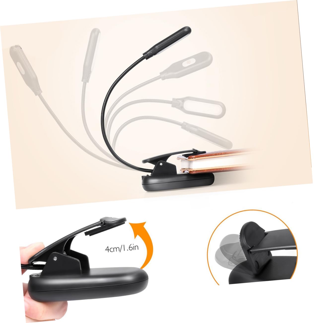 KALLORY LED Rechargeable Book Light with Light Flexible Neck for Nighttime Reading in Bed Camping Study Travel Lightweight Eye