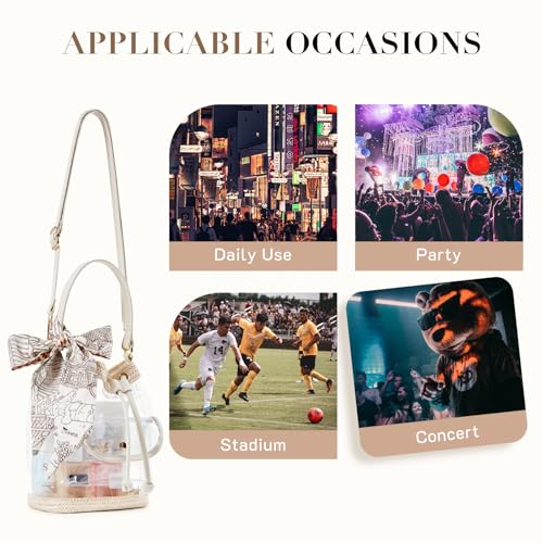 Image of Missnine Clear Bag for Stadium Approved, Clear Crossbody Bucket Bag Transparent PVC Purse for Women, Concert Stadium Events