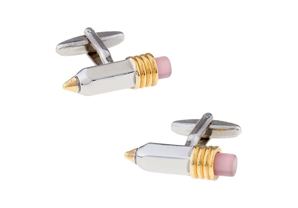 mrcuff Pencil School Teacher Architect Pair Cufflinks in a Presentation Gift Box & Polishing Cloth-picture-23