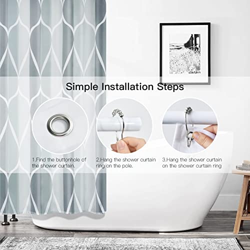 Gelbchu Grey Stall Small Fabric Shower Curtain, Waterproof Design And Polyester, Quick-Drying, Weighted Hem, Short Shower Curtains Set For Bathroom W 36 X H 72, Durable And Washable With 8 Hooks #TOP2
