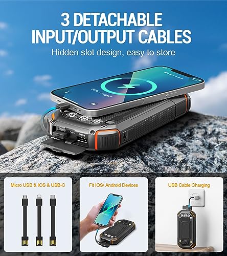 Solar-Power-Bank-36000mAhSolar-Charger-Wireless-Built-in-3-Cables-IPX5-Waterproof-Portable-Solar-External-Battery-Pack-with-3-Input-4-Output-15W-USB-C-Port-Camping-Flashlight-iPhone-Samsung-Tablet