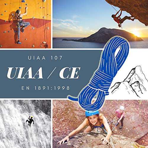 Lanehai 10.5Mm Static Climbing Rope Uiaa/Ce Certified, 32Ft/64Ft/98Ft Kernmantle Outdoor Rock Climbing Rope For Rappelling Arborist #TOP1