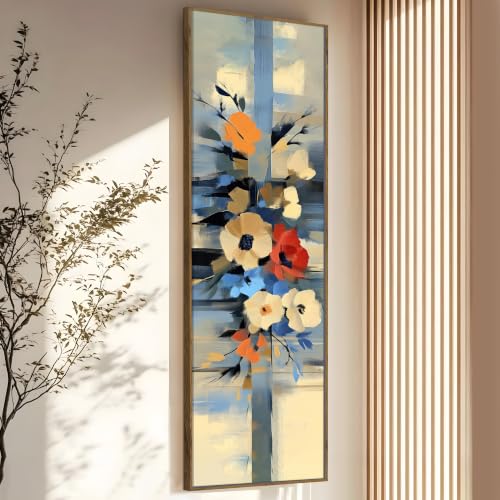 Image of Large Canvas Painting Panel Framed Wall Painting Abstract Floral Canvas Floral Framed Luxury Paintings for Home Decoration, Living room and Office Decor (Yellow, 13x47 Inch)