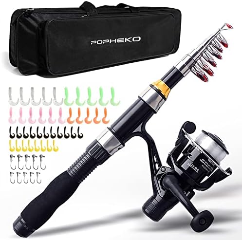 Telescopic Fishing Rod Reel Full Kit Fishing Line Lures for Beginner All-in-One 1.7M/5.58FT Light-weight Fishing rod+Spinning Reel+Line+Lures Set+Carry Bag for Kids Youth Outdoor Travel Bass Trout
