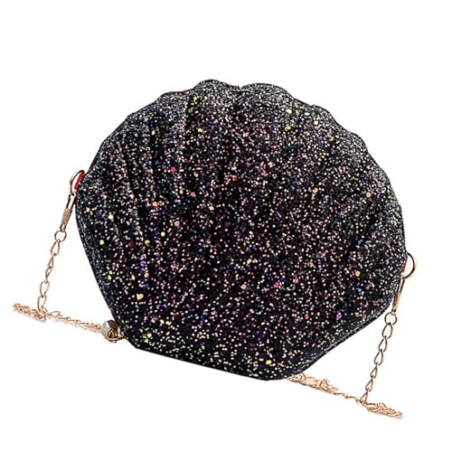 ZUJIABAO Llamativa bolsa de piel sintética para hombro, bolso cruzado con cadena, bolso de noche, bolso de viaje para mujer, regalo de San Valentín, Black