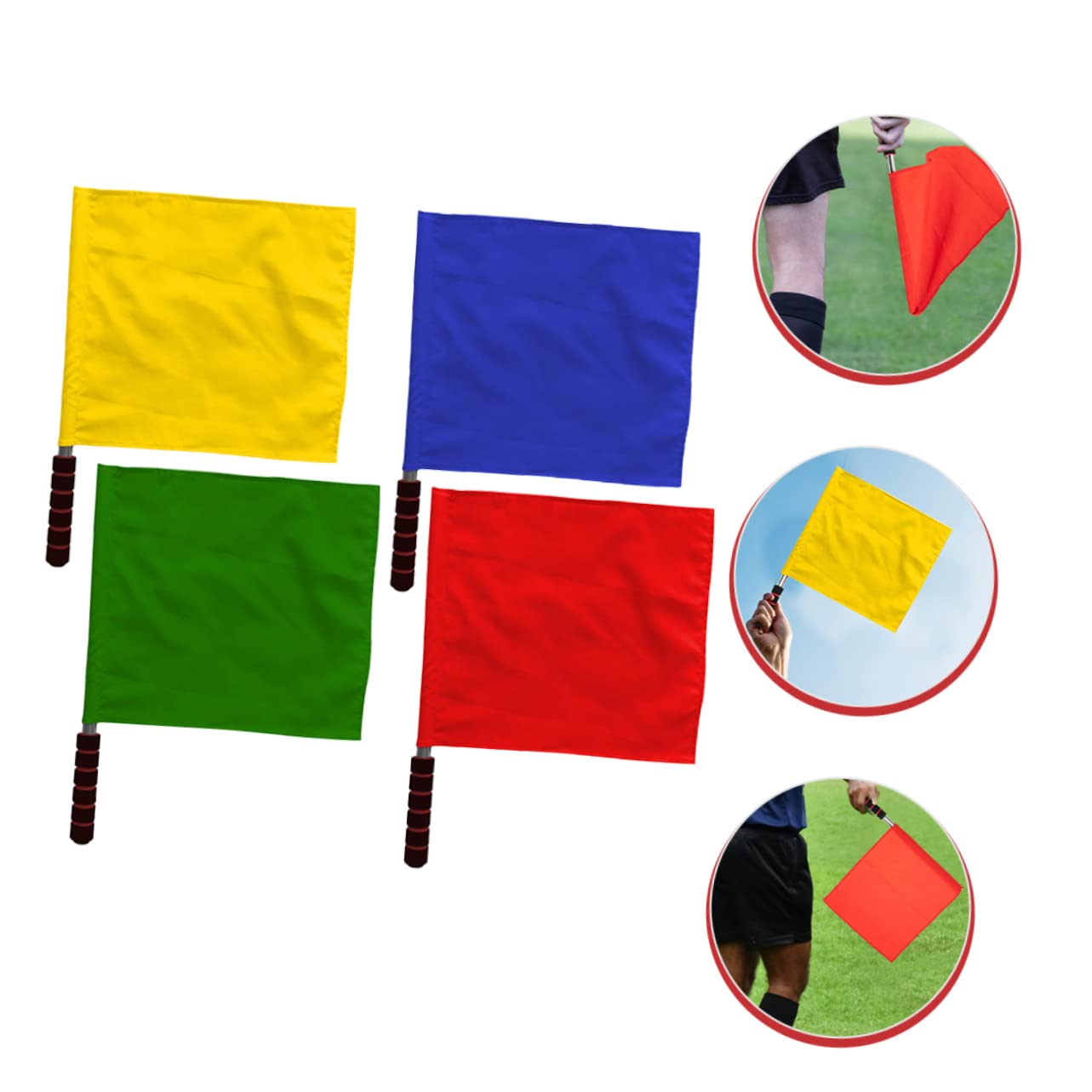 HANABASS 4pcs Red White Sports Referee Flag Signal Flags for Competition Hand Wave Flag