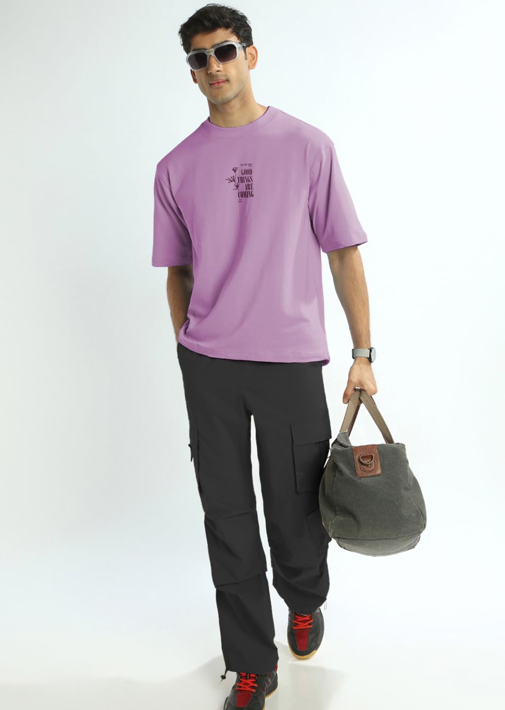 NOBERO Camiseta de hombre con estampado gráfico de gran tamaño