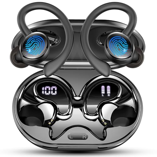 2026 Nueva Auriculares Inalambricos Deportivos, Auriculares Bluetooth 5.4 HiFi Estéreo con 4 HD Mic, 50H Cascos Inalambricos Bluetooth con Cancelacion Ruido ENC, IP7 Impermeable Cascos/Pantalla LED