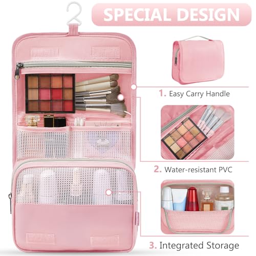 Image of 8 Set Packing Cubes for Travel, Gifts for Women Mom,Anti-Tearing Suitcase Organizer for Luggage with Shoe & Hanging Toiletry Bag,OlarHike Vacation Essentials & Accessories for Cruise Ship,Dream Pink