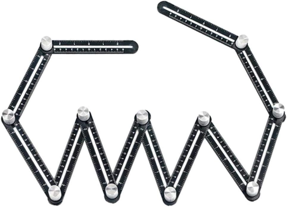 Multi Angle Measuring Ruler, 12-Sides Ruler Hole Locator Aluminum Alloy Universal Multi Angle Measuring Ruler Protractors, Adjustable Floor Tile Glass Woodworking Puncher