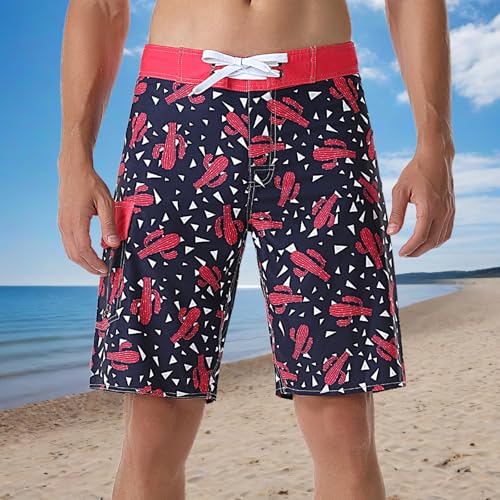 Men's Bathing Suit Beach Shorts for Summer Sports with Mesh Lining and Pocket