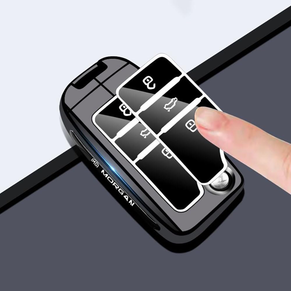 Coque Clé Voiture MG Coque De Clé Voiture HIBEYO Pour MG Et Roewe - Modèles EV, EHS, ZS, MG4, MG5... | TPU Protecteur Avec Porte-clés Coque Clé Avec Porte-clés Rotatif