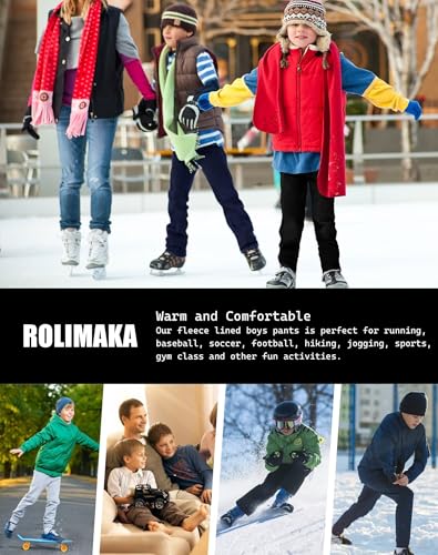 Rolimaka 4 Pcs Boys Sweatpants Soft Fleece Lined Youth Basic Athletic Jogger Pants with Pockets Trousers for Boys 6