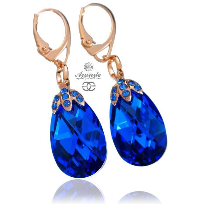 Boucles d'oreilles comète bleue plaqué argent et finitions élégantes en or rose