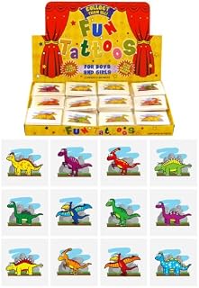 12 Mini Dinosaur Temporary Tattoos Boys Girls Party Bag & Stocking Fillers