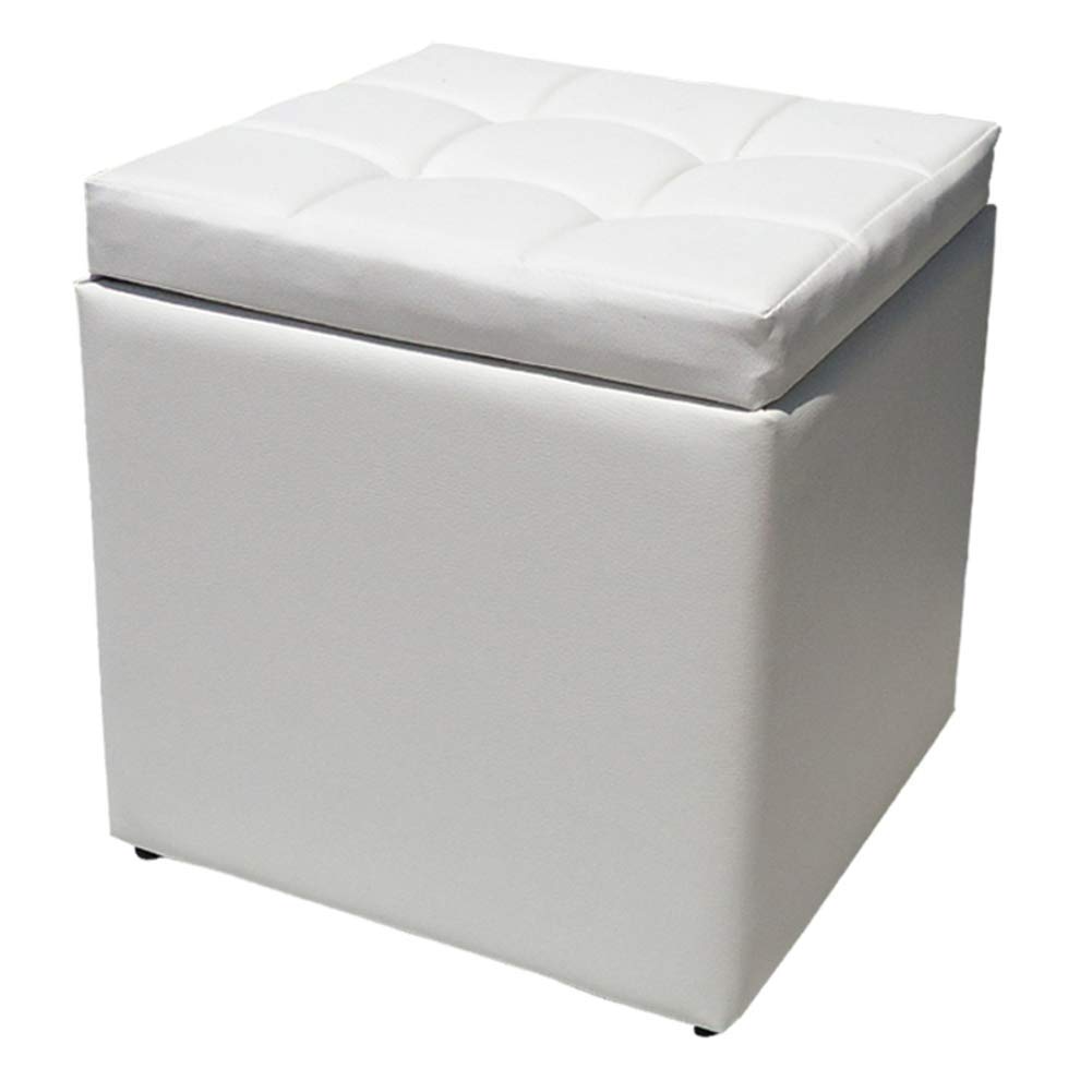 Pouf carré en simili cuir avec couvercle à charnière pour un rangement discret du salon