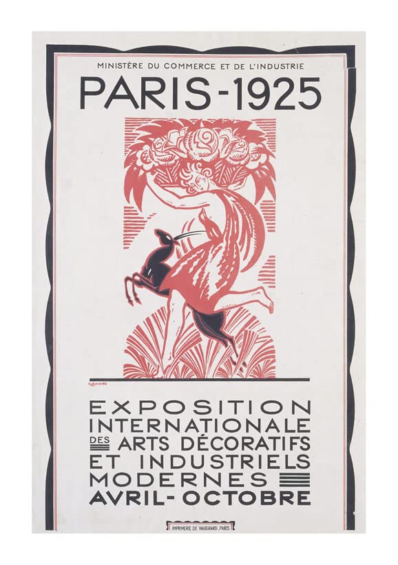 Affiche publicitaire de l'Exposition de Paris 1925 pour salon rétro