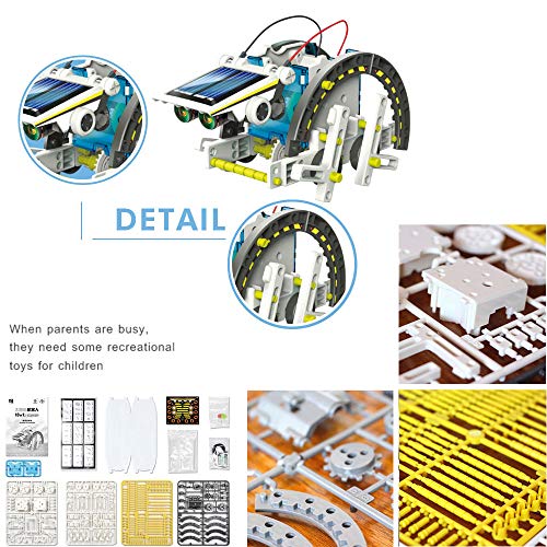 STEM Toys Solar Power Kits - Educational Solar Robot Kids Toys 13-in-1 Construction Engineering Kit Puzzle DIY Assembly Battery Operated Robotic Set Powered by Solar Energy for Boys/Girls Gift Kits