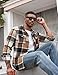 COOFANDY Men's Flannel Shirt Button Up Jacket Shirts Casual Fall Shirt Button Front Flap Pocket Overcoat Khaki